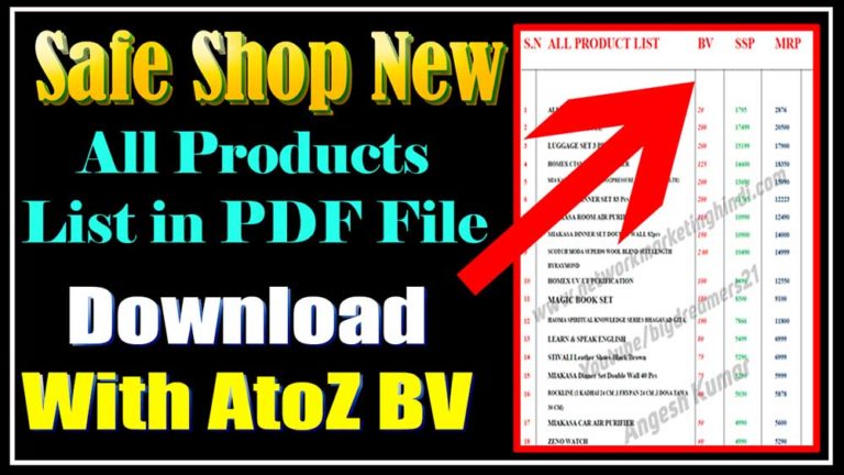 Safe Shop All New Product List with BV pdf File Download by Angesh Kumar